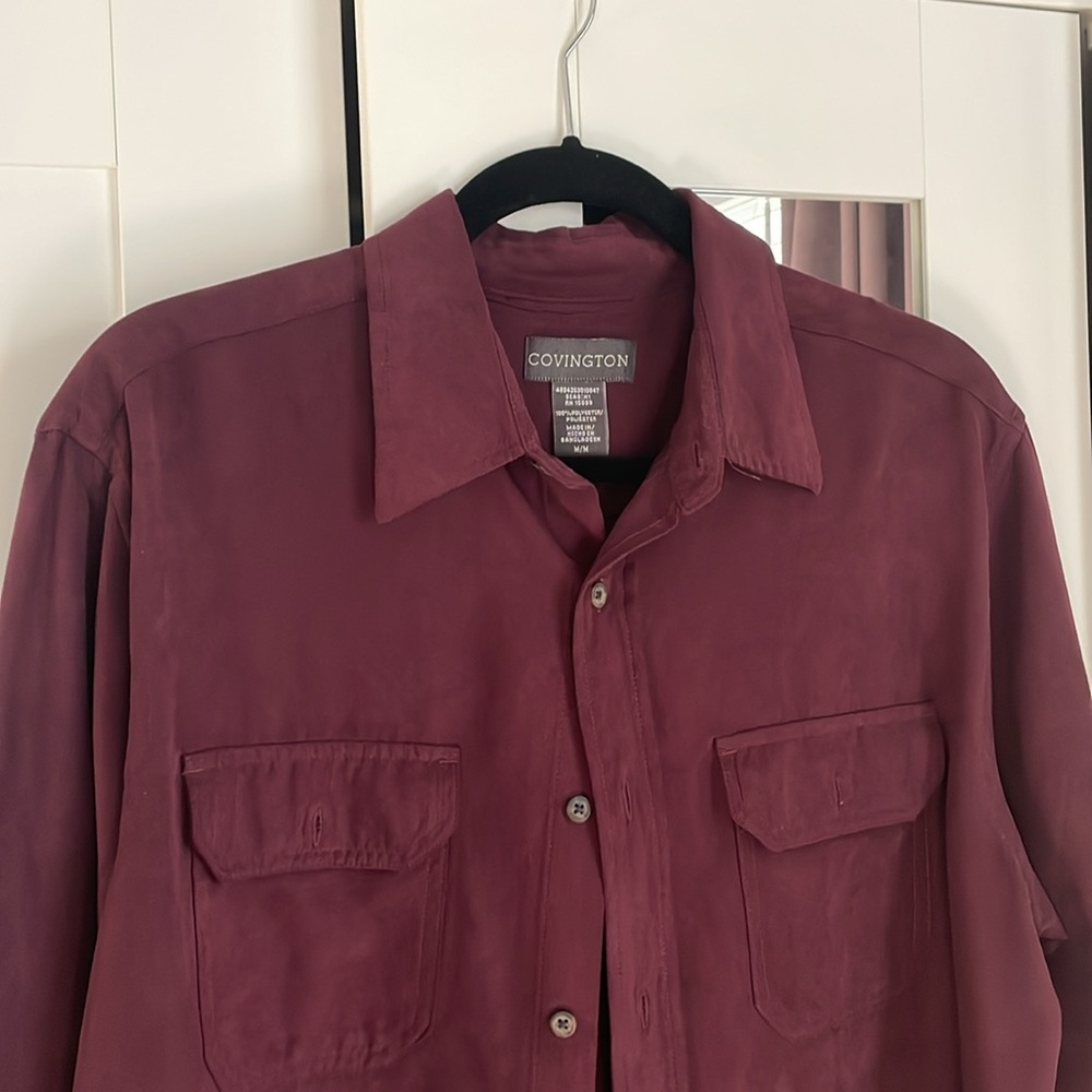 Red suede button down - Picture 2 of 3